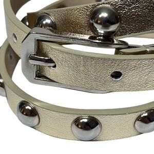 Studded Silver & Gold Tone Belt Medium Skinny Moto Punk PG32184 LP Blue